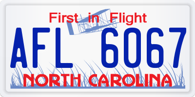 NC license plate AFL6067