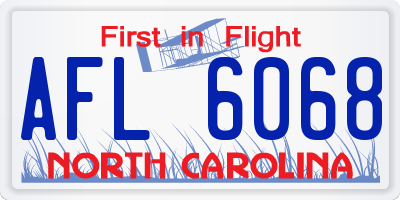 NC license plate AFL6068