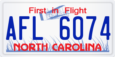 NC license plate AFL6074