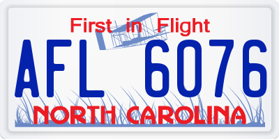 NC license plate AFL6076