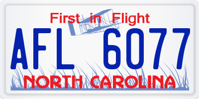 NC license plate AFL6077