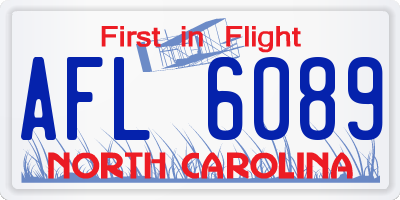 NC license plate AFL6089