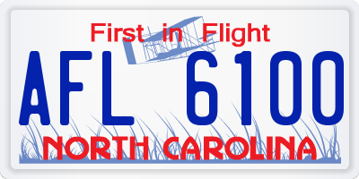 NC license plate AFL6100