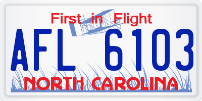NC license plate AFL6103