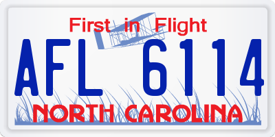 NC license plate AFL6114