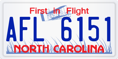 NC license plate AFL6151