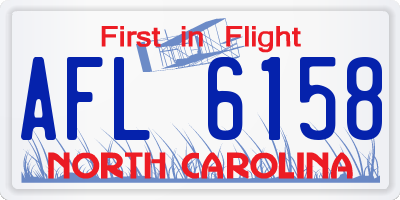 NC license plate AFL6158