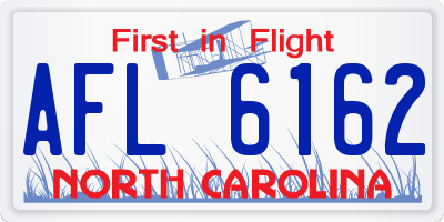 NC license plate AFL6162