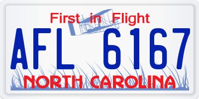 NC license plate AFL6167