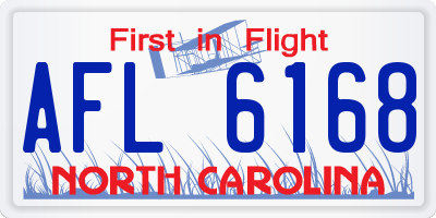 NC license plate AFL6168