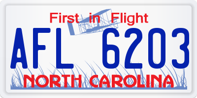 NC license plate AFL6203