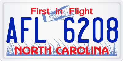 NC license plate AFL6208