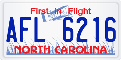 NC license plate AFL6216