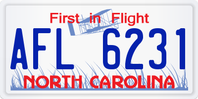 NC license plate AFL6231