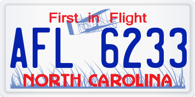 NC license plate AFL6233