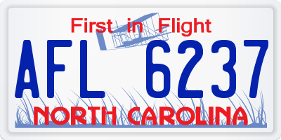 NC license plate AFL6237