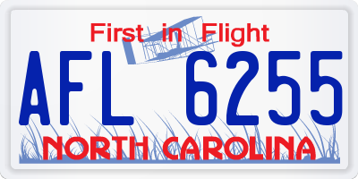 NC license plate AFL6255