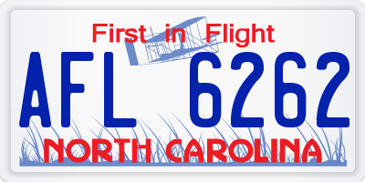 NC license plate AFL6262