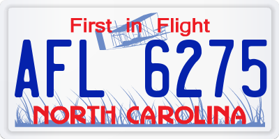 NC license plate AFL6275