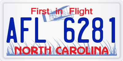 NC license plate AFL6281