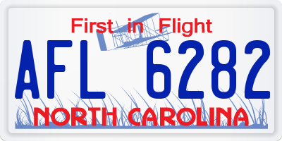 NC license plate AFL6282