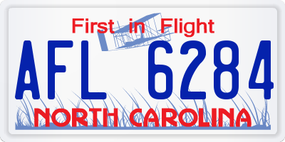 NC license plate AFL6284