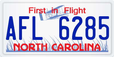 NC license plate AFL6285