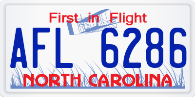 NC license plate AFL6286