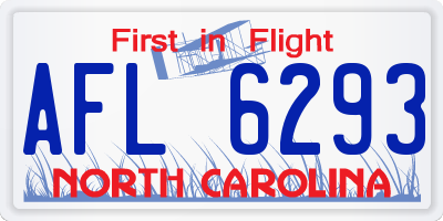 NC license plate AFL6293