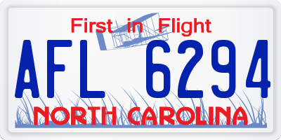 NC license plate AFL6294