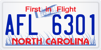 NC license plate AFL6301