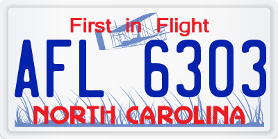 NC license plate AFL6303