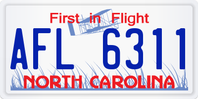 NC license plate AFL6311
