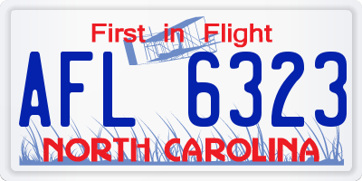 NC license plate AFL6323