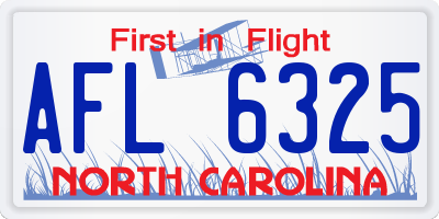 NC license plate AFL6325