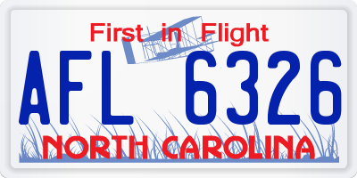 NC license plate AFL6326