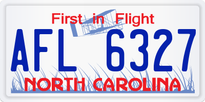 NC license plate AFL6327
