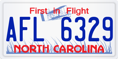 NC license plate AFL6329