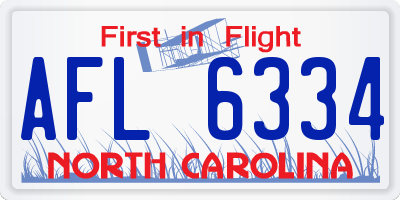 NC license plate AFL6334