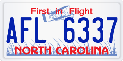 NC license plate AFL6337