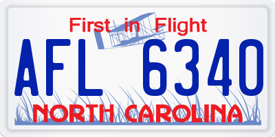 NC license plate AFL6340