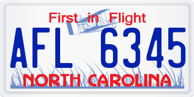 NC license plate AFL6345
