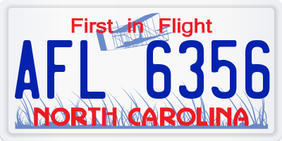 NC license plate AFL6356