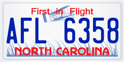 NC license plate AFL6358