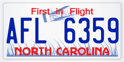 NC license plate AFL6359