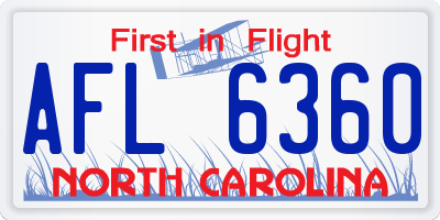 NC license plate AFL6360