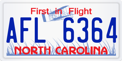 NC license plate AFL6364