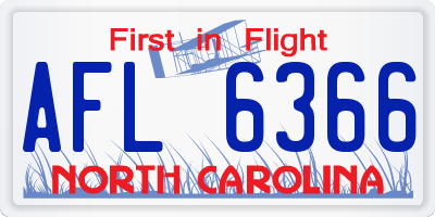 NC license plate AFL6366