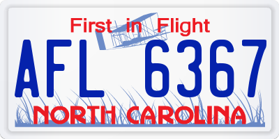 NC license plate AFL6367