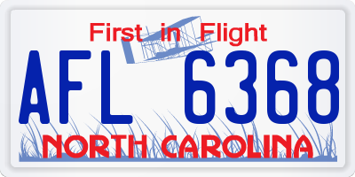 NC license plate AFL6368